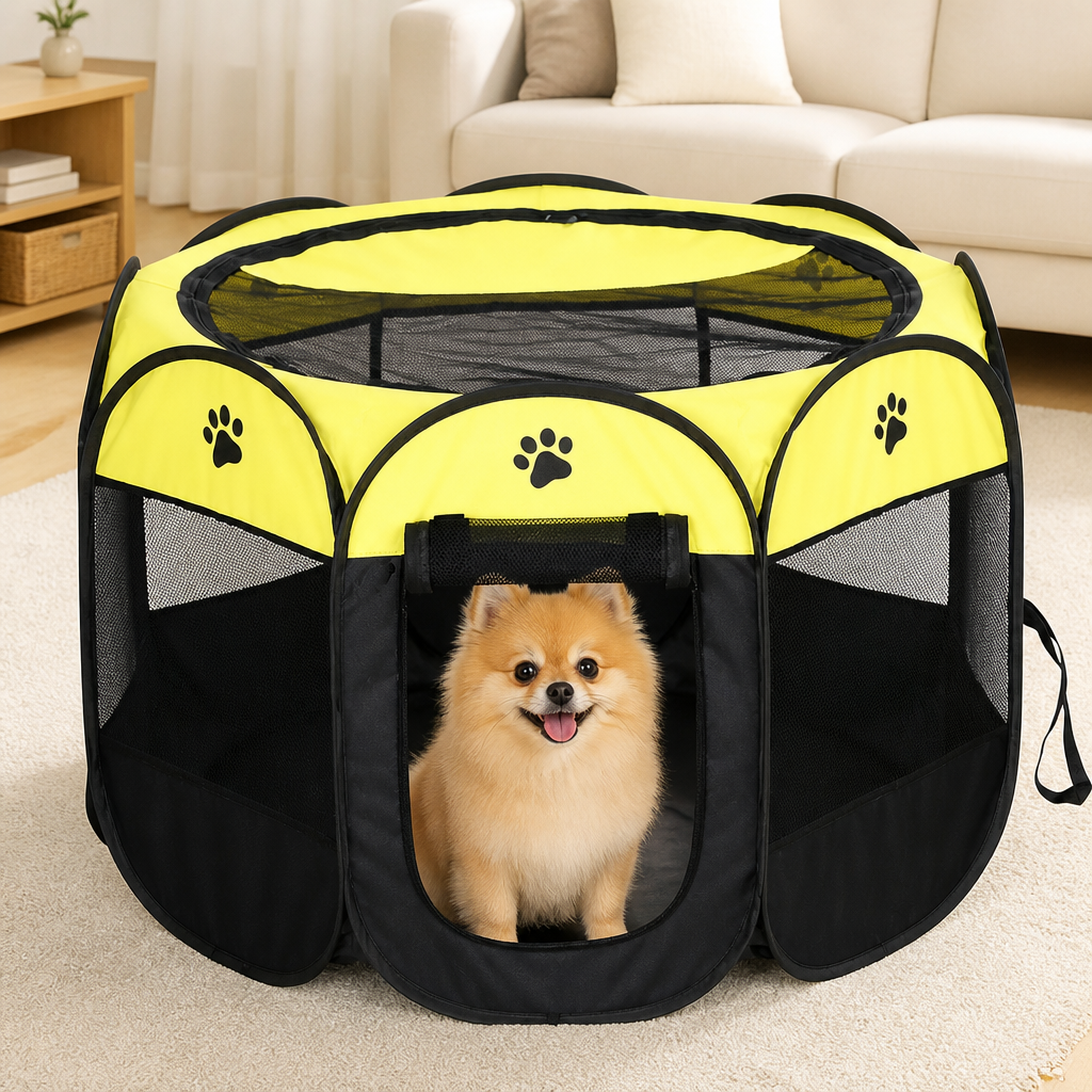 Pop-Up & Foldable Mesh Pet Tent (Zippered Doors)
