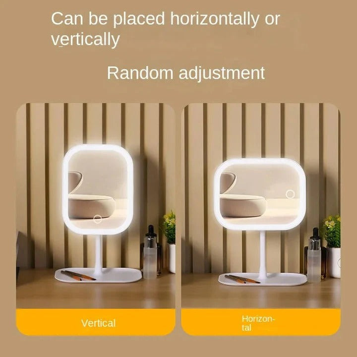 Portable Cosmetic Mirror with Lights and High Definition Glass and USB Charging Port and Compact Stand