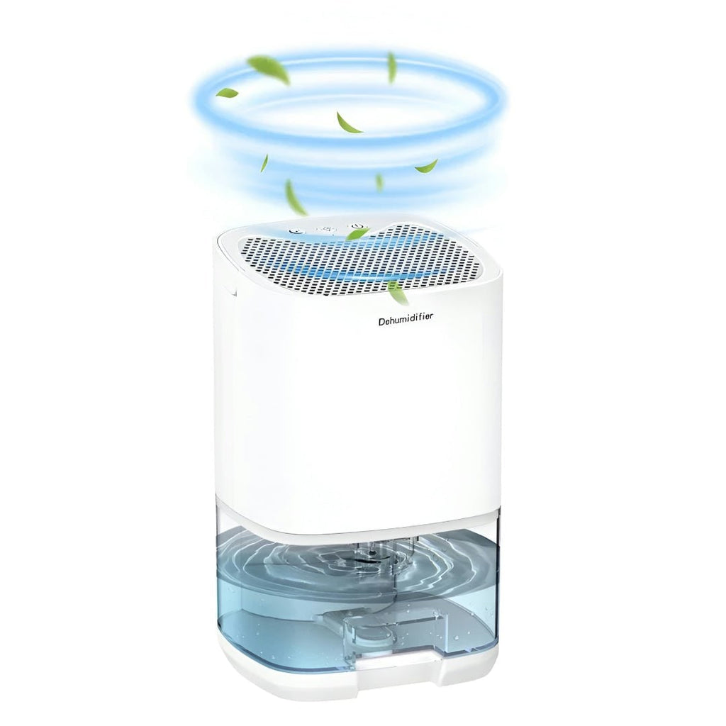 Portable dehumidifier for cellar, crawl space and small bedroom with transparent tank