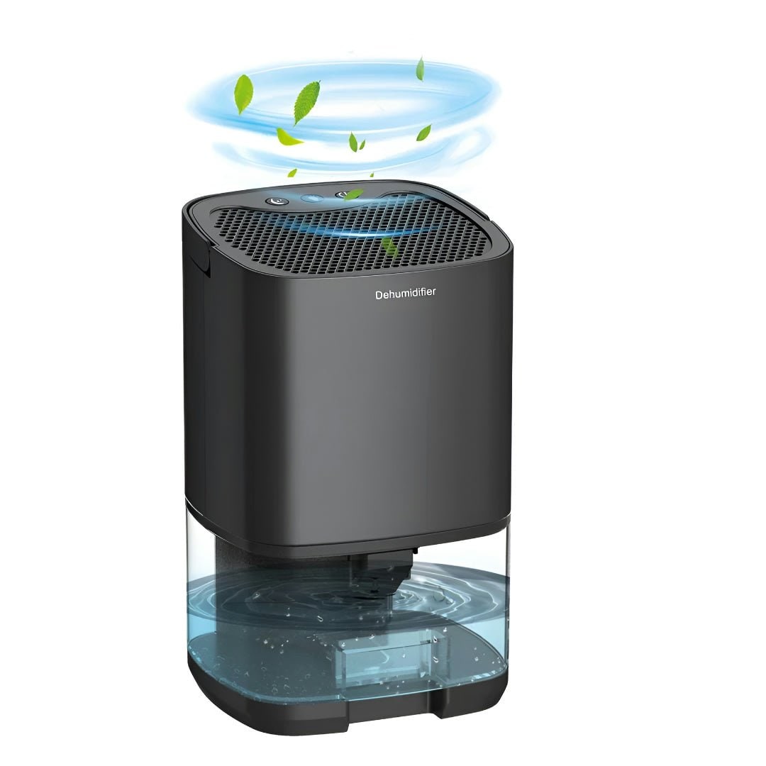 Portable dehumidifier for cellar, crawl space and small bedroom with transparent tank