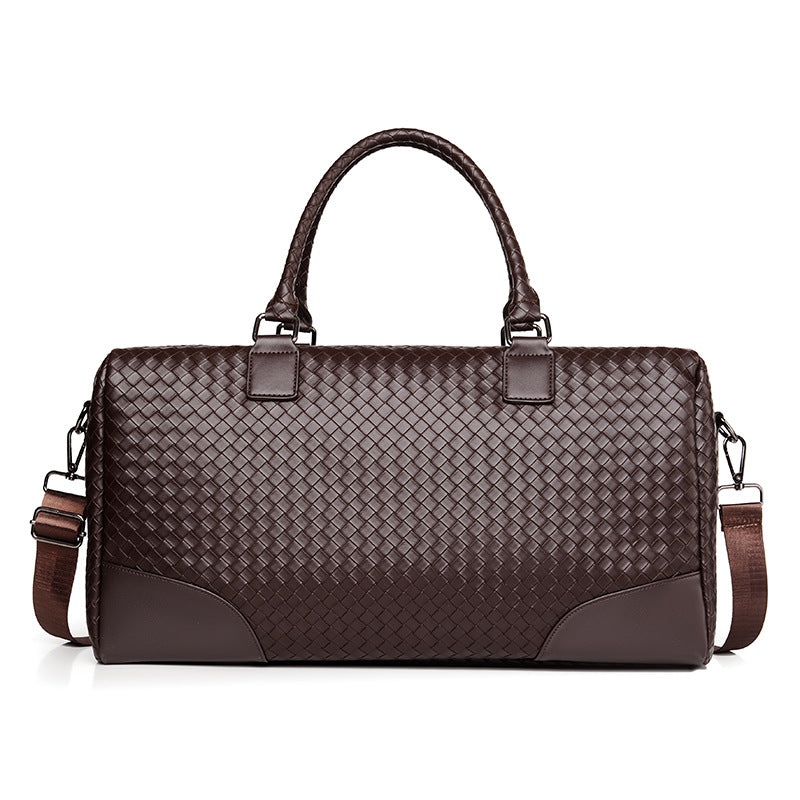 Premium Woven Leather Weekender Bag
