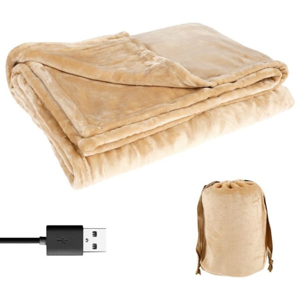 Queen Size Fleece USB Heated Throw, Cordless Portable Energy Saving Blanket