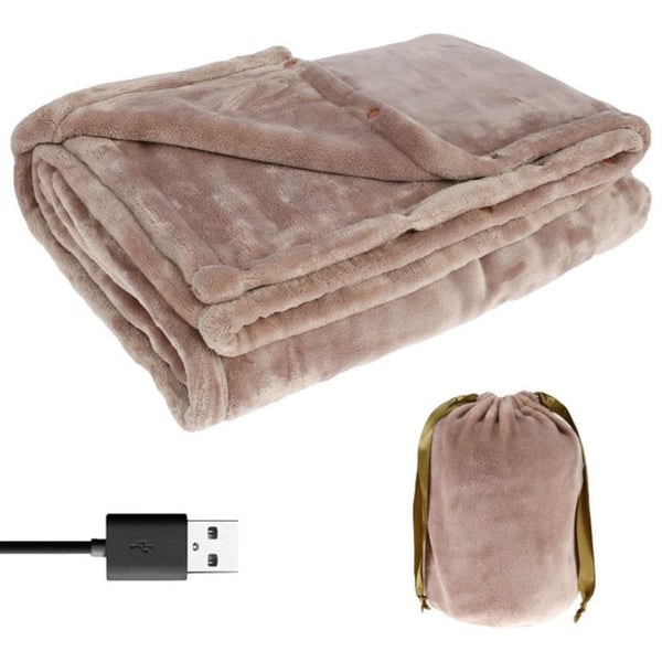 Queen Size Fleece USB Heated Throw, Cordless Portable Energy Saving Blanket