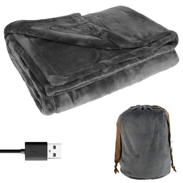 Queen Size Fleece USB Heated Throw, Cordless Portable Energy Saving Blanket