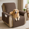 Quilted Waterproof & Anti-Slip Recliner Cover (Side Pockets)