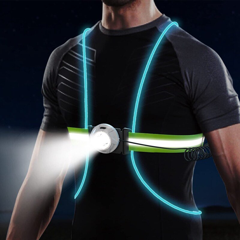 ReflectGlow Running Safety Vest – USB Rechargeable – 6 LED Light Colours – Waterproof and Adjustable – High Visibility f