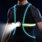 ReflectGlow Running Safety Vest – USB Rechargeable – 6 LED Light Colours – Waterproof and Adjustable – High Visibility f