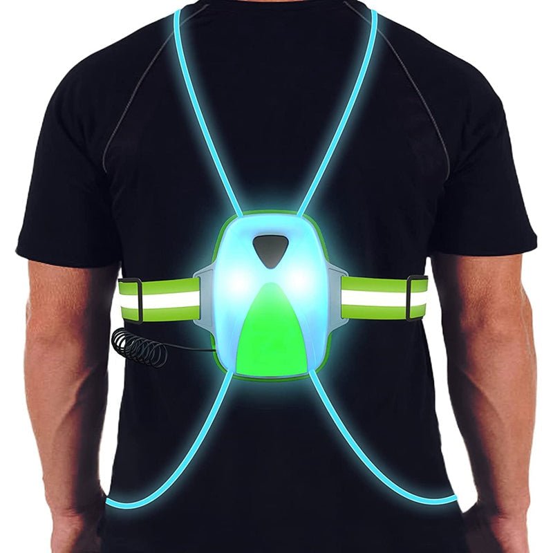 ReflectGlow Running Safety Vest – USB Rechargeable – 6 LED Light Colours – Waterproof and Adjustable – High Visibility f