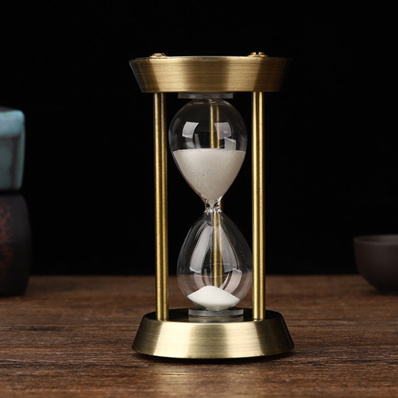Retro Metal Hourglass Sand Timer for Home Office – 3/5/10 Minutes, Glass