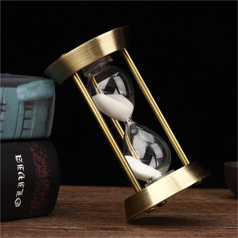 Retro Metal Hourglass Sand Timer for Home Office – 3/5/10 Minutes, Glass