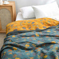 Reversible Cotton Blanket with Ginkgo Leaf Design for Bedroom