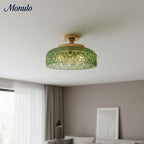 Ribbed Glass Ceiling Lamp with Metal Fixture | Minimalist Lighting for Bedroom and Hallway