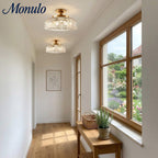 Ribbed Glass Ceiling Lamp with Metal Fixture | Minimalist Lighting for Bedroom and Hallway
