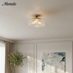 Ribbed Glass Ceiling Lamp with Metal Fixture | Minimalist Lighting for Bedroom and Hallway
