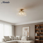 Ribbed Glass Ceiling Lamp with Metal Fixture | Minimalist Lighting for Bedroom and Hallway