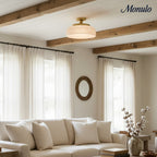 Ribbed Glass Ceiling Lamp with Metal Fixture | Minimalist Lighting for Bedroom and Hallway