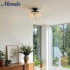 Ribbed Glass Ceiling Lamp with Metal Fixture | Minimalist Lighting for Bedroom and Hallway