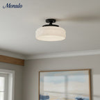 Ribbed Glass Ceiling Lamp with Metal Fixture | Minimalist Lighting for Bedroom and Hallway