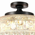 Ribbed Glass Ceiling Lamp with Metal Fixture | Minimalist Lighting for Bedroom and Hallway