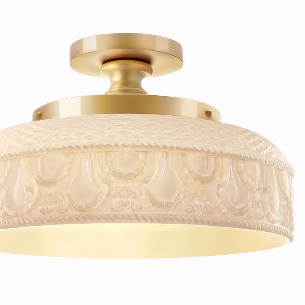 Ribbed Glass Ceiling Lamp with Metal Fixture | Minimalist Lighting for Bedroom and Hallway