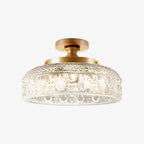 Ribbed Glass Ceiling Lamp with Metal Fixture | Minimalist Lighting for Bedroom and Hallway
