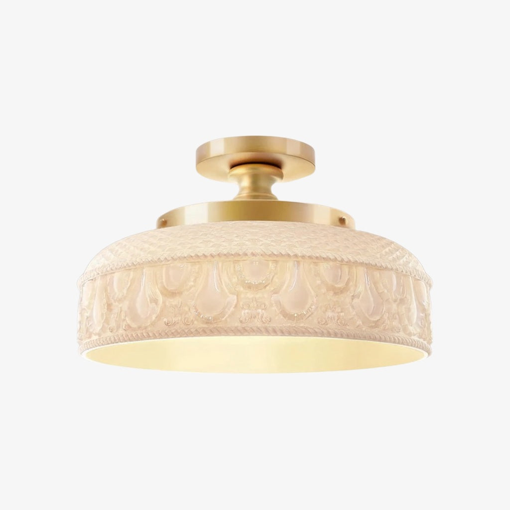 Ribbed Glass Ceiling Lamp with Metal Fixture | Minimalist Lighting for Bedroom and Hallway