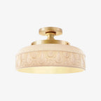 Ribbed Glass Ceiling Lamp with Metal Fixture | Minimalist Lighting for Bedroom and Hallway