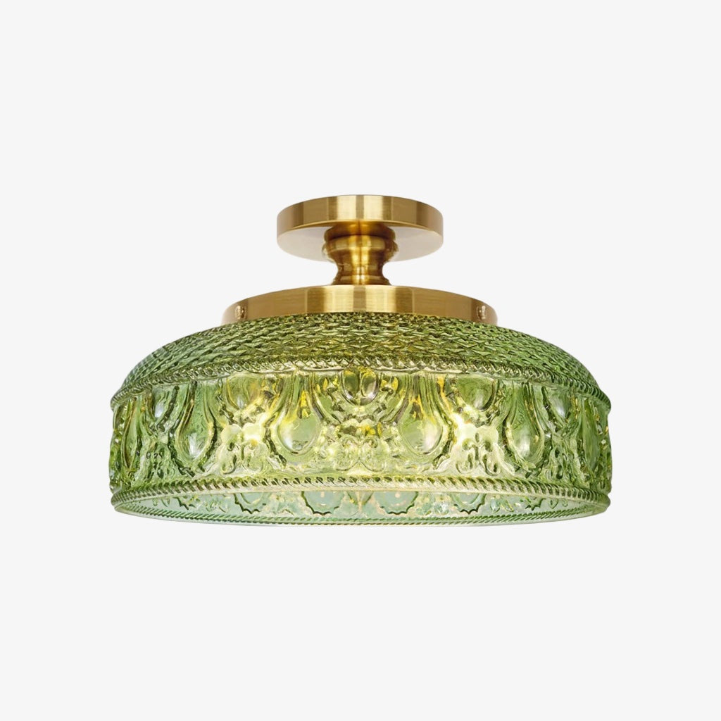 Ribbed Glass Ceiling Lamp with Metal Fixture | Minimalist Lighting for Bedroom and Hallway