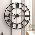 Roman Numerals Iron Art Hanging Clock Silent Design