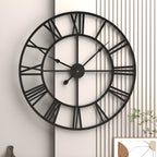 Roman Numerals Iron Art Hanging Clock Silent Design