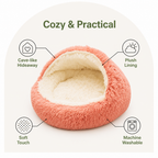 Semi-Enclosed Plush Pet Bed (Removable Washable Pad)