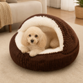 Semi-Enclosed Plush Pet Bed (Removable Washable Pad)