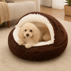 Semi-Enclosed Plush Pet Bed (Removable Washable Pad)