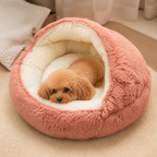Semi-Enclosed Plush Pet Bed (Removable Washable Pad)