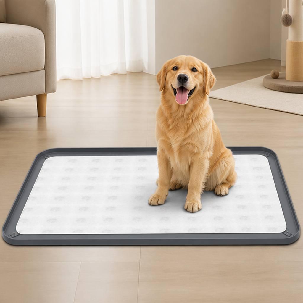 Silicone Raised-Edge Non-Slip Pee Pad Holder (Corner Snaps)