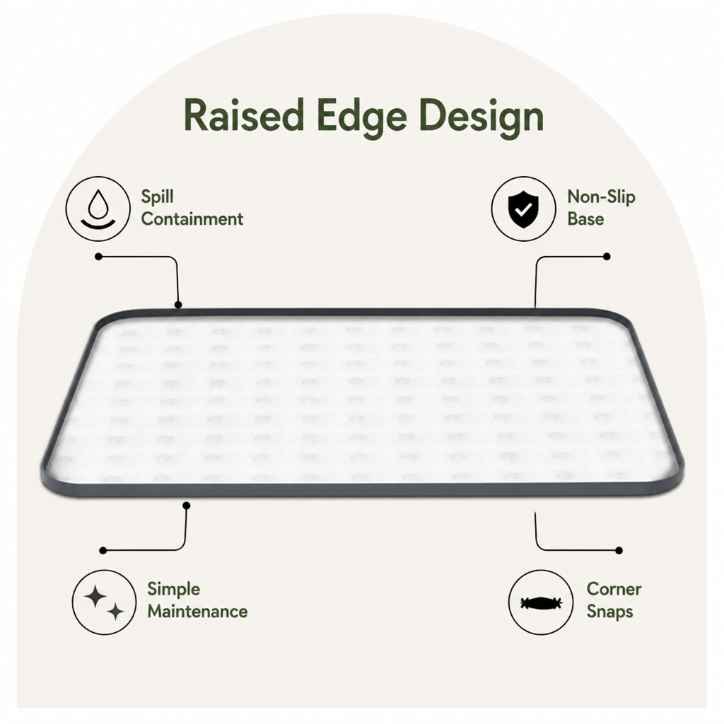 Silicone Raised-Edge Non-Slip Pee Pad Holder (Corner Snaps)