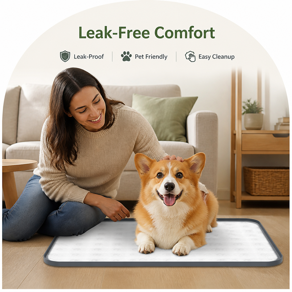 Silicone Raised-Edge Non-Slip Pee Pad Holder (Corner Snaps)