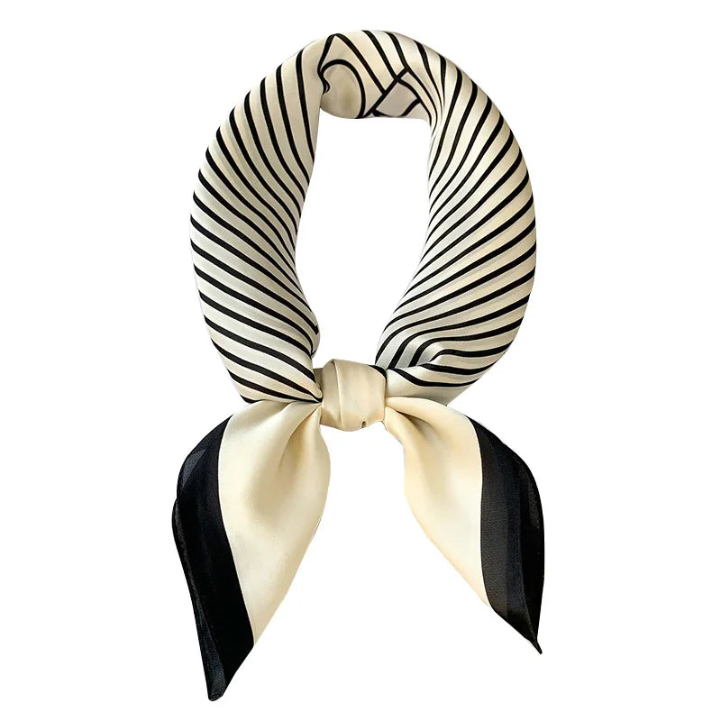 Silk checkered scarf with charm