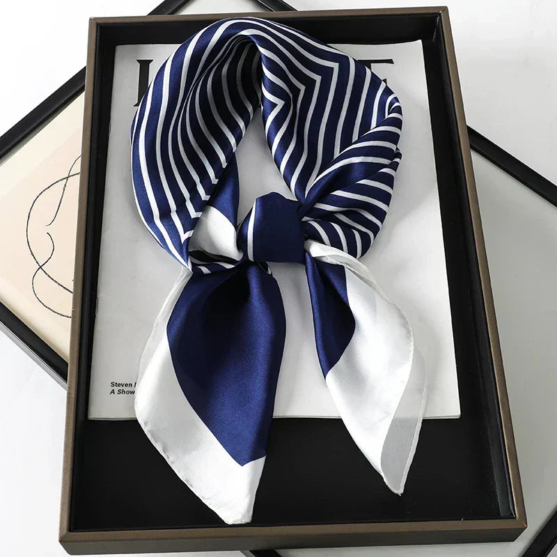 Silk checkered scarf with charm