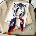 Silk checkered scarf with charm