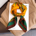 Silk checkered scarf with charm