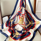 Silk checkered scarf with charm