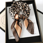 Silk checkered scarf with charm