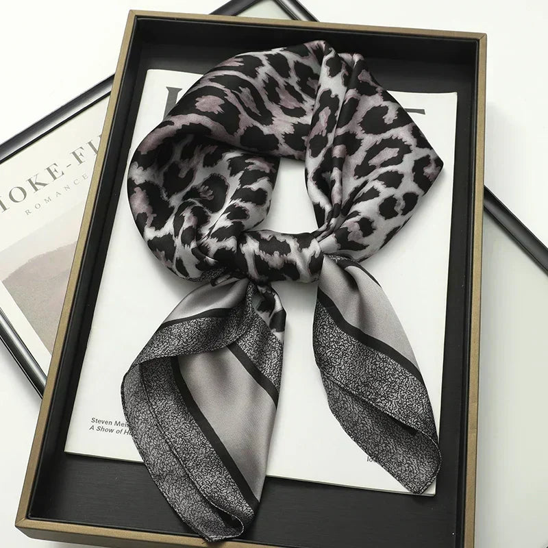 Silk checkered scarf with charm