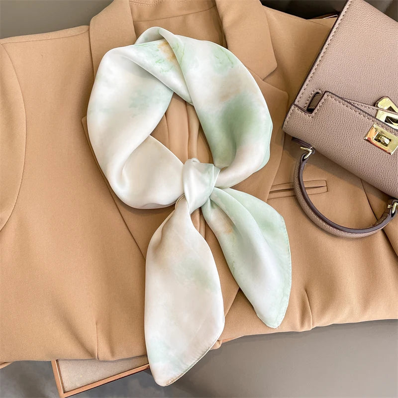 Silk checkered scarf with charm
