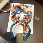 Silk checkered scarf with charm