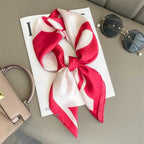 Silk checkered scarf with charm