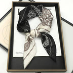 Silk checkered scarf with charm