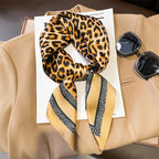 Silk checkered scarf with charm