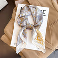 Silk checkered scarf with charm